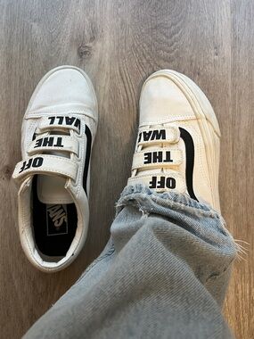 Vans White & Black Old Skool Velcro Strap Sneakers
